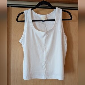 Classic White Ribbed Cropped Tank Top - Women
